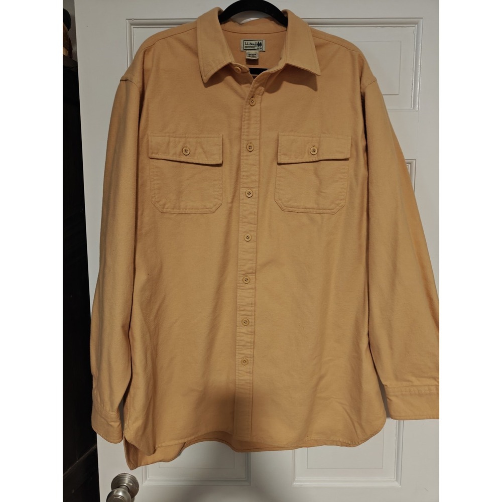 Vintage L.L. Bean Shirt Mens XLT Tan Long Sleeve Traditional Fit Button Down